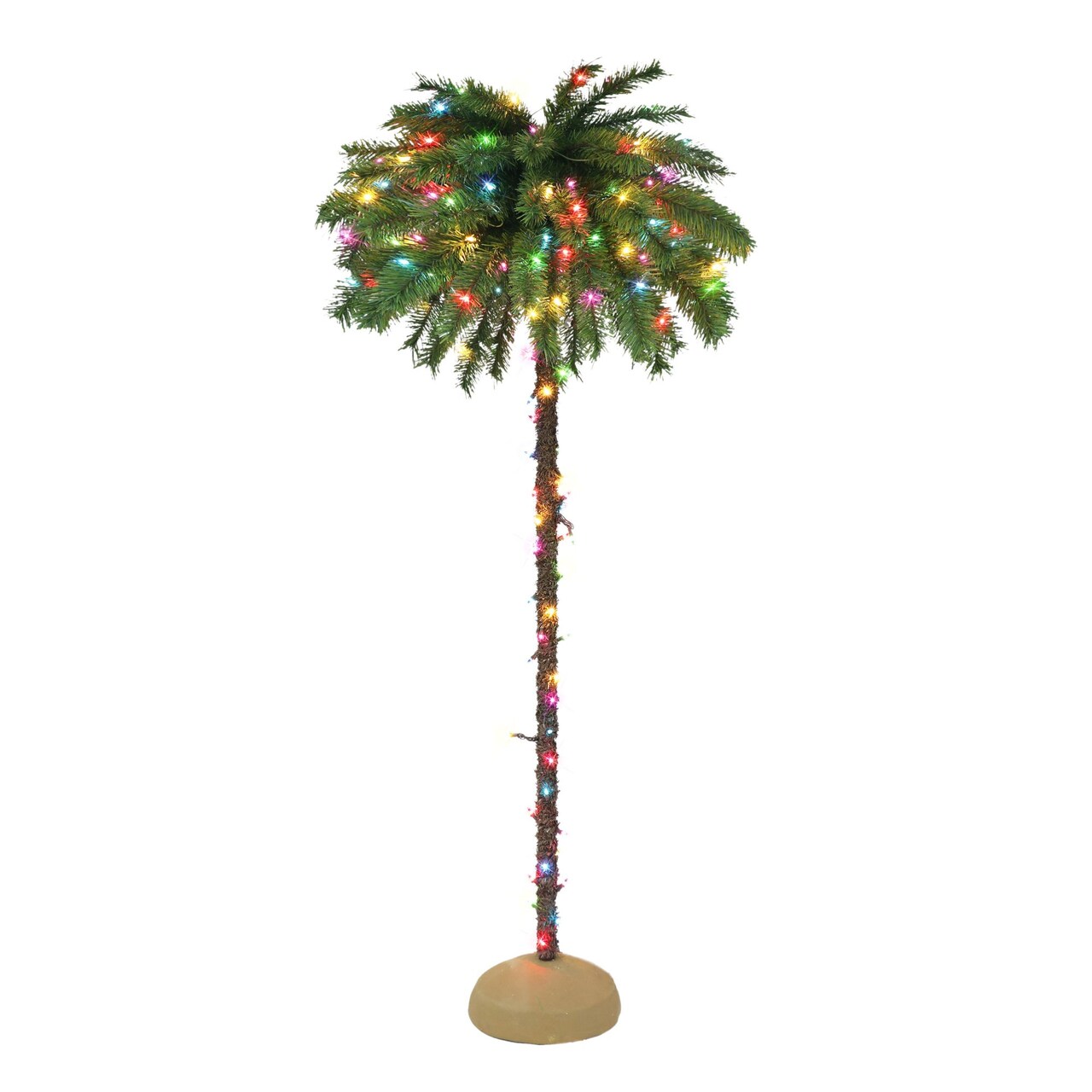 CC Christmas Decor Pre-lit Artificial Christmas Outdoor Palm Tree - 6’ - Multi-Color Lights